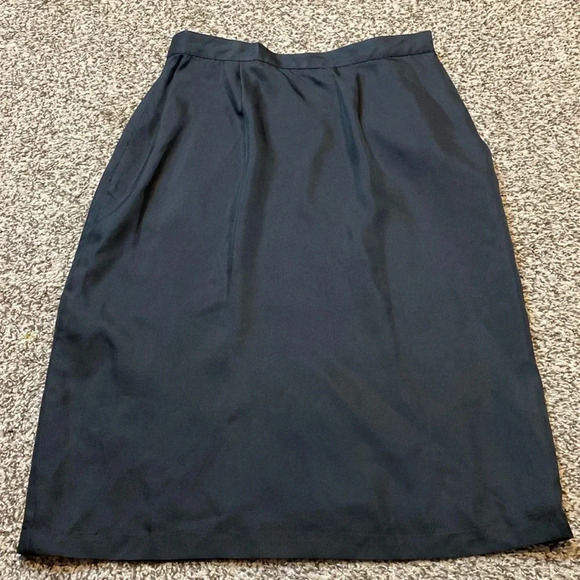 Vintage Frank Young 100% Silk Black High Waist Pencil Skirt - Picture 1 of 5